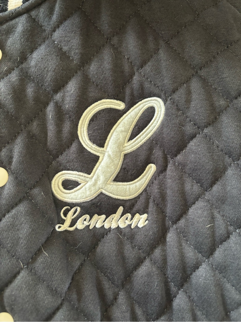 London Quilted Varsity Jacket - Black - Picture 5 of 6